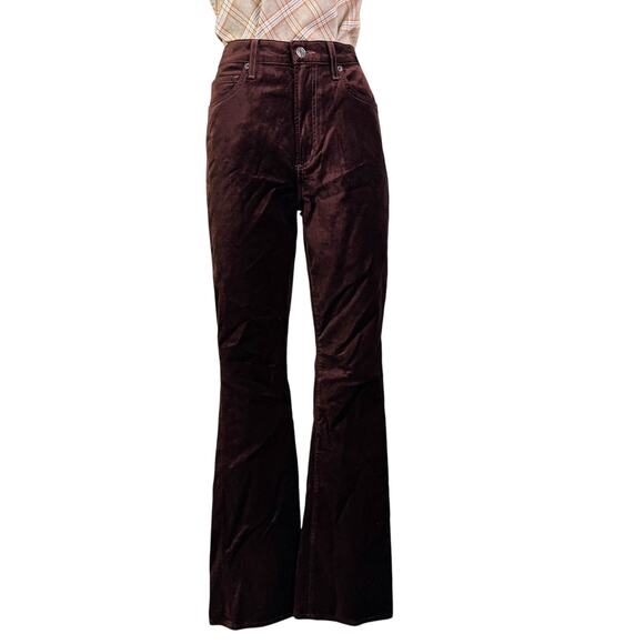 Agolde Nico High Rise Slim Bootcut Velvet Pants Brown Whimsigoth Grunge 32 NWT - Picture 3 of 13